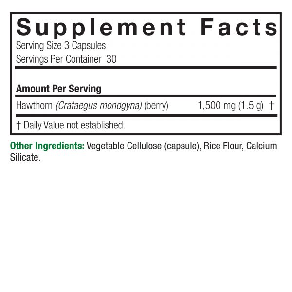 Hawthorn Standardized 60 v-caps Supplements Facts Box