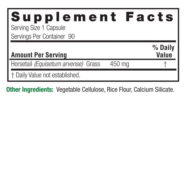 Horsetail Grass 90 v-caps Supplements Facts Box