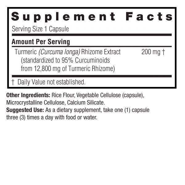 Turmeric 3 90 v-caps Supplement Facts Box