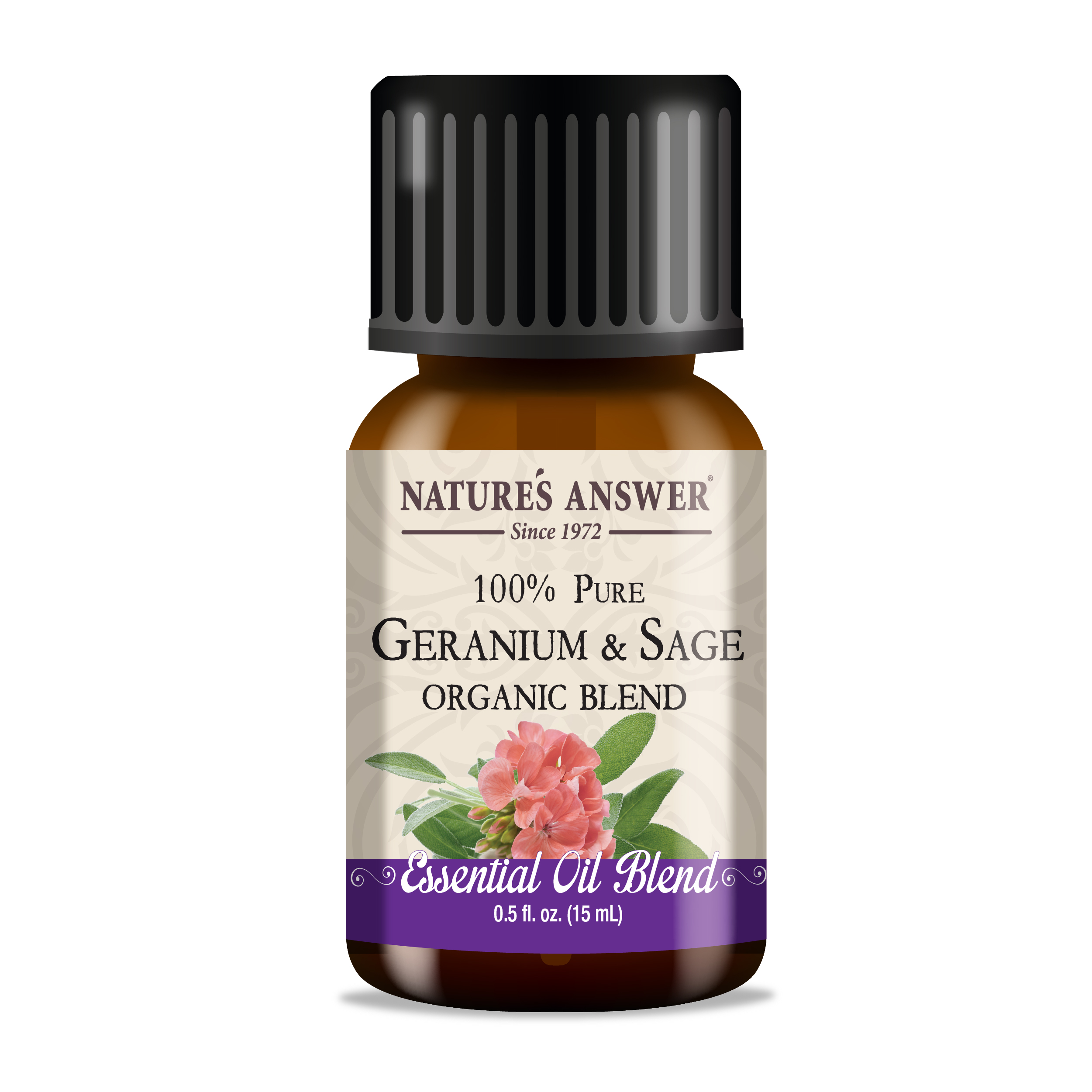 Nature's Answer Essential Oil, Organic Blend, 100% Pure, Geranium & Sage - 0.5 fl oz