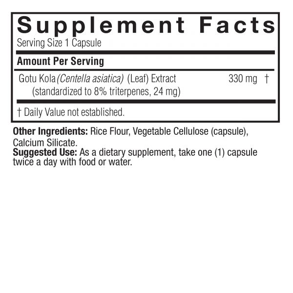 Gotu-Kola Standardized 60 v-caps Supplement Facts Box