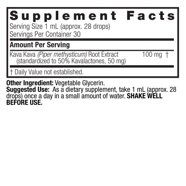 Kava-6 1oz Alcohol Free Supplement Facts Box