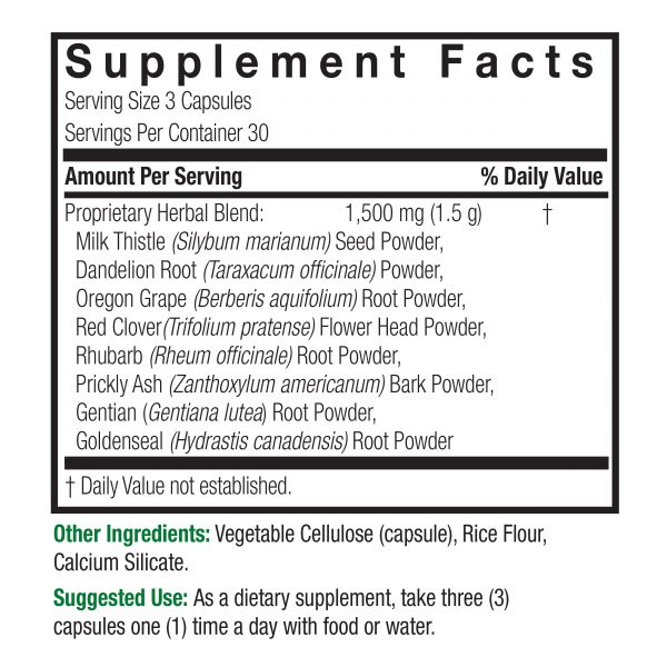 Liver Support 90 v-caps Supplement Facts Box