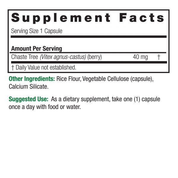 Vitex Agnus Castus 90 v-caps Supplement Facts Box