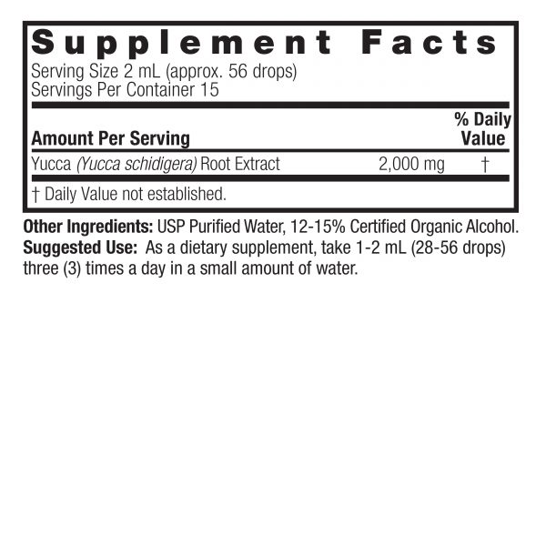 Yucca 1oz Supplement Facts Box
