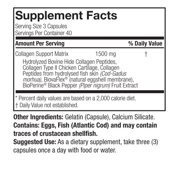 Genceutic Naturals – Multi Collagen Capsules Types I, II, III, V & X Supplement Facts Box